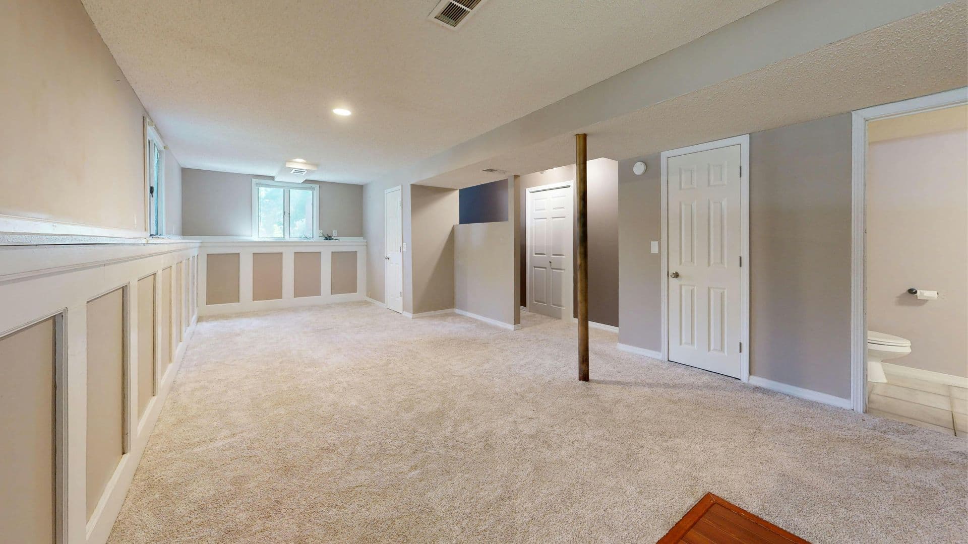 Finished basement remodel in Albany NY — family room with quality finishes
