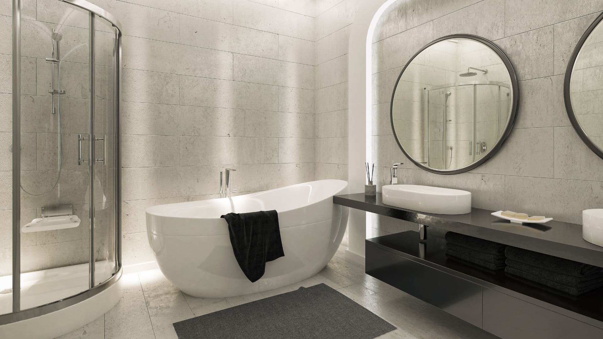 Luxury bathroom remodel in the Capital Region — walk-in shower and double vanity
