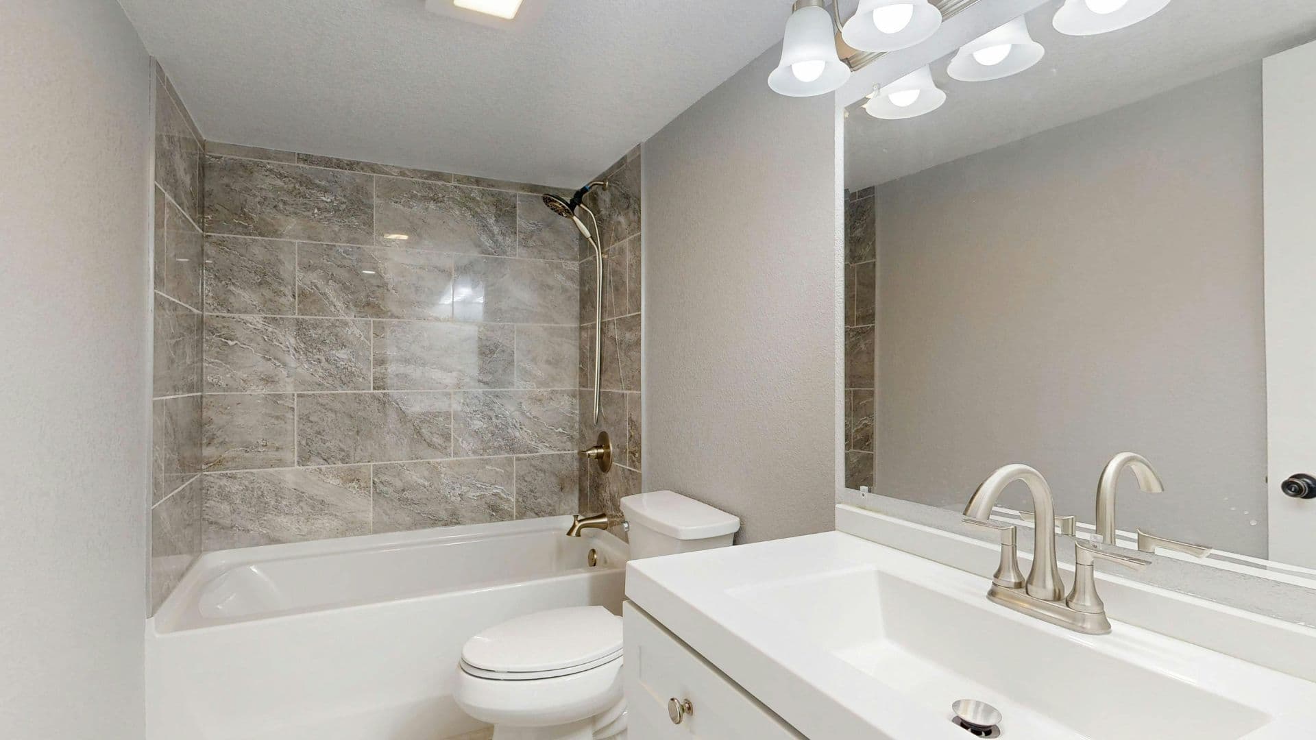 Updated bathroom renovation in Albany NY — new vanity and fixtures