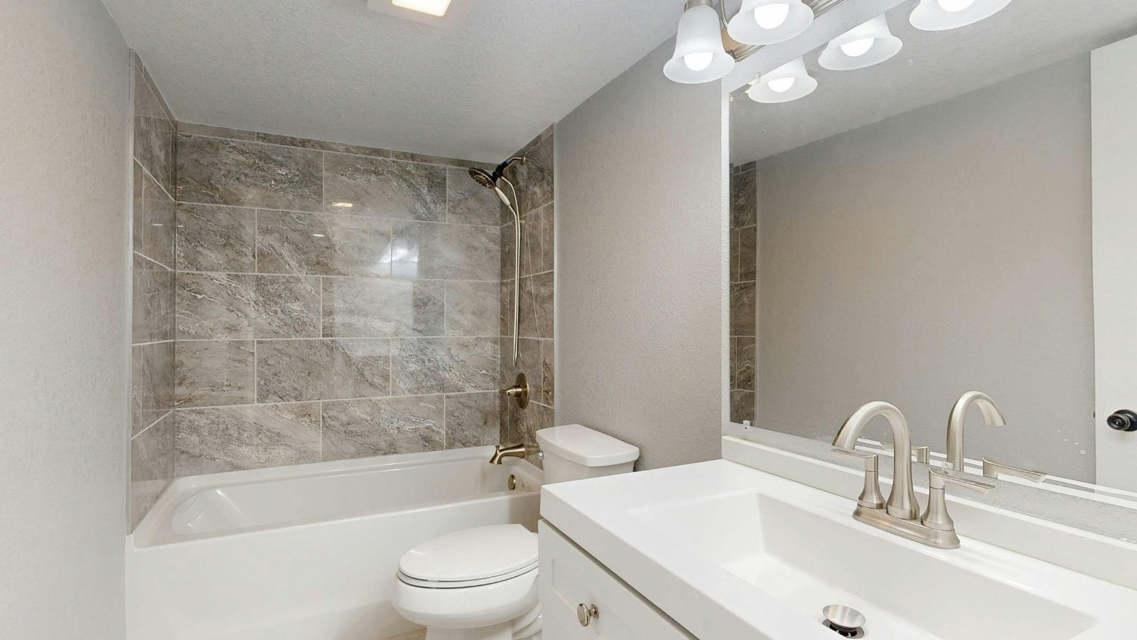 Updated bathroom renovation in Albany NY, new vanity and fixtures